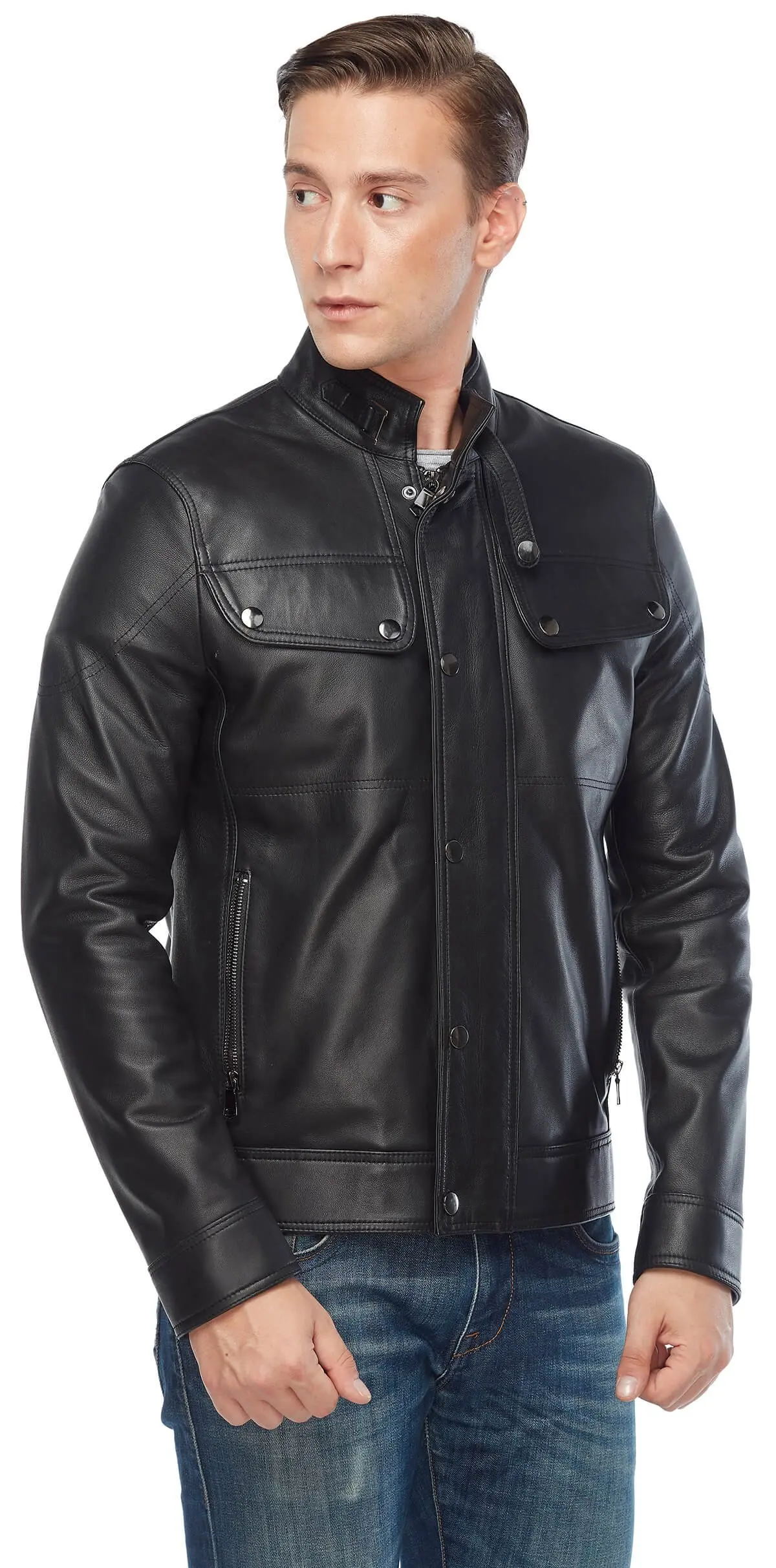Addo maschio cappotto in vera pelle nero originale pelle di agnello autunno inverno 2022 Biker Slim Large Size VintageTürkiye