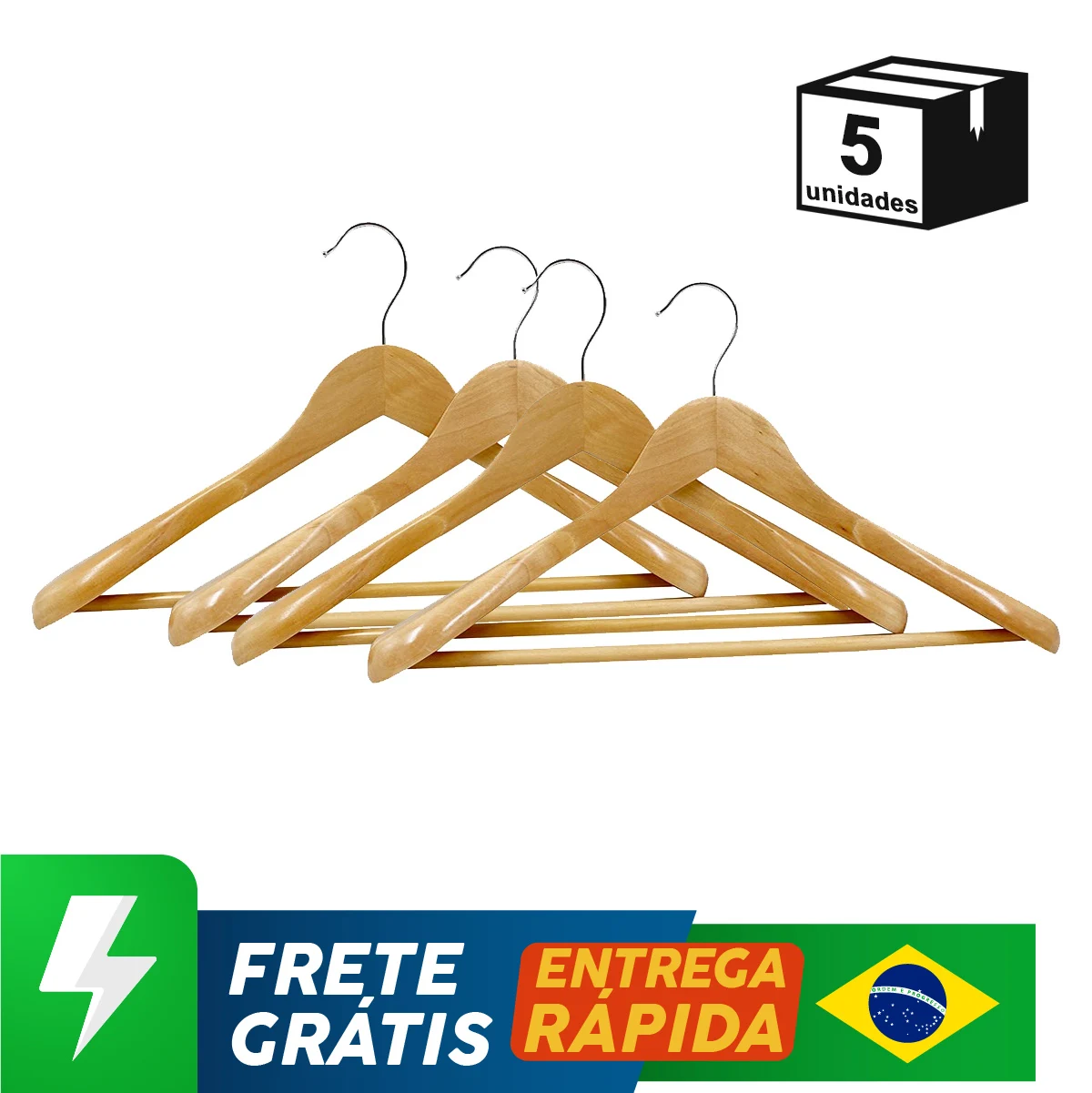 Cabides Madeira Marfim Organizador De Ternos Casacos Calças Ombro Largo Resistente 360 ° Rotativo Guarda-Roupa Closet 5 pieces