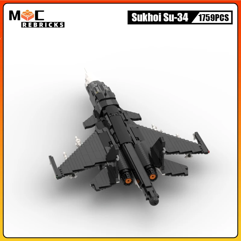 Modern Arms War Series Russia\'s New Heavy Strike Fighter Sukhoi Su-34 Fullback Building Blocks WW2 Military Model Bricks Toys