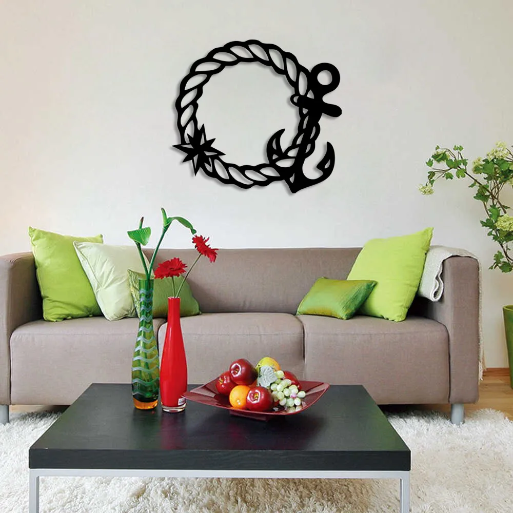 Sea Anchor Pattern Circle Wall Room Home Accessory Wooden Table 50x45cm