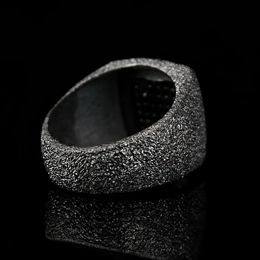 Blasting Technology Crafted Hand Job With 925 Sterling Silver Ring