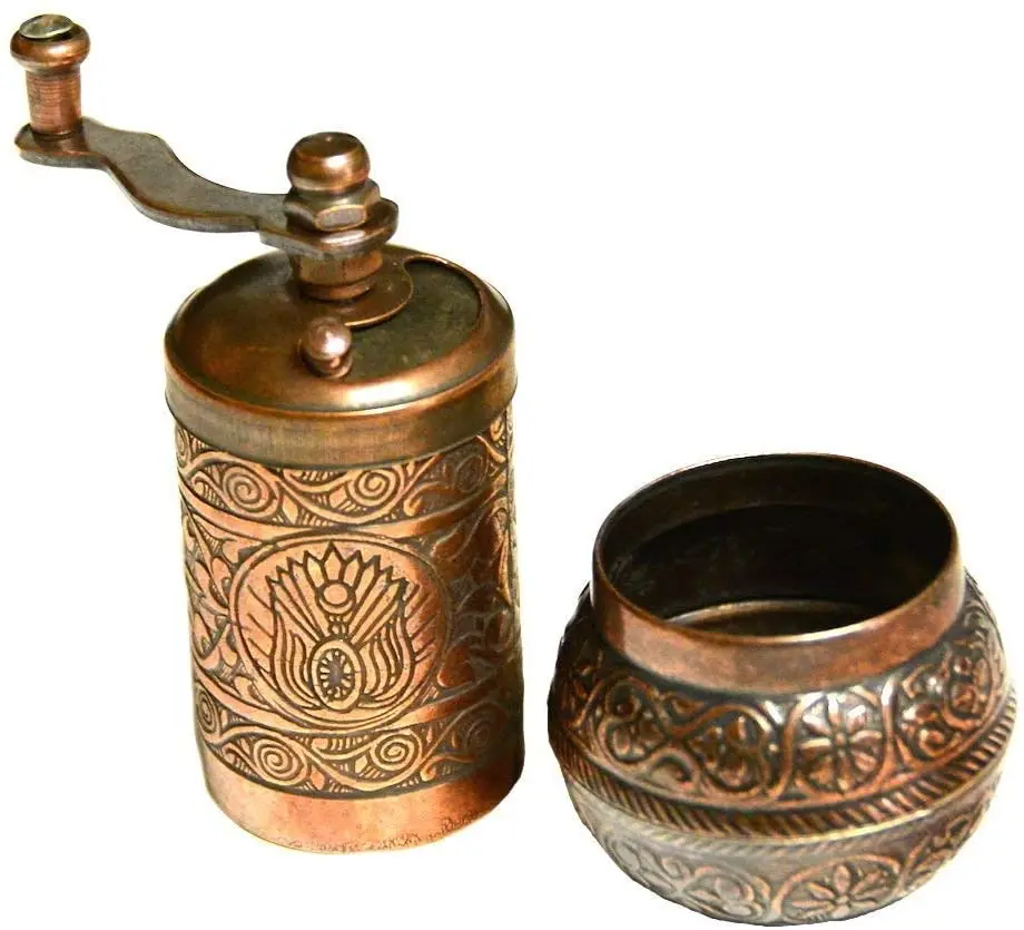 Turkish Handmade Brass Salt Pepper Spice Grinder Mill - ISO 9001 Certified - 4'' Antique Copper by Turkish