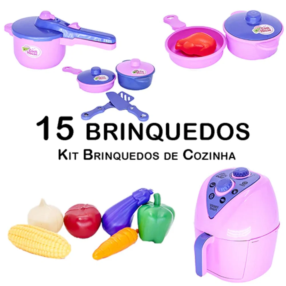 15 PCs Children's Kitchen Set Cookware Air Fryer Legume Educational Toys for Children