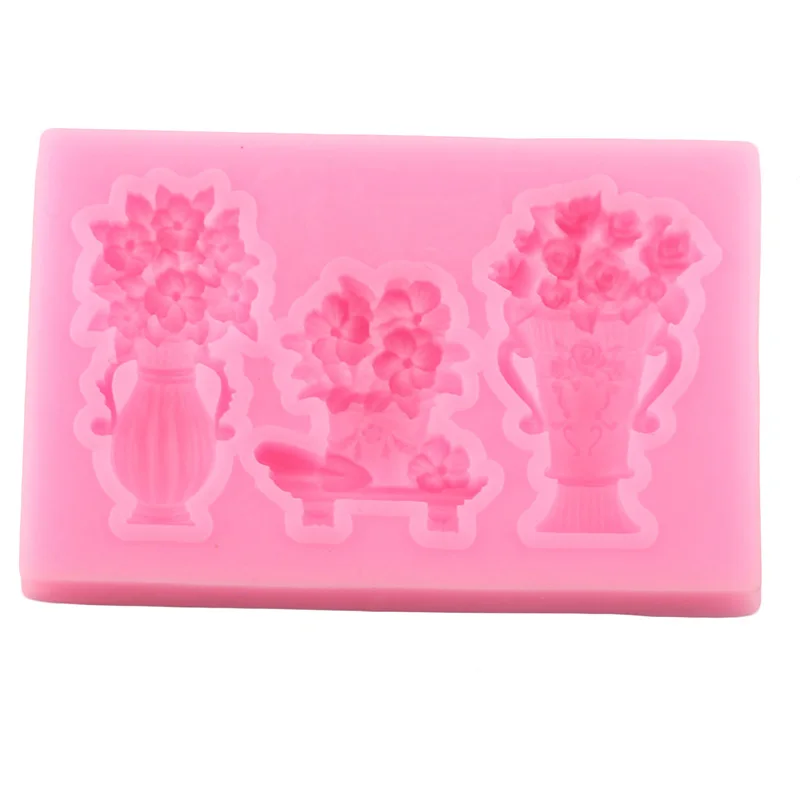 Cake Mold Flower Pot Fondant Silicone Molds DIY Sugarcraft Cake Decorating Tools Chocolate Gumpaste Moulds Cookie Baking Mould