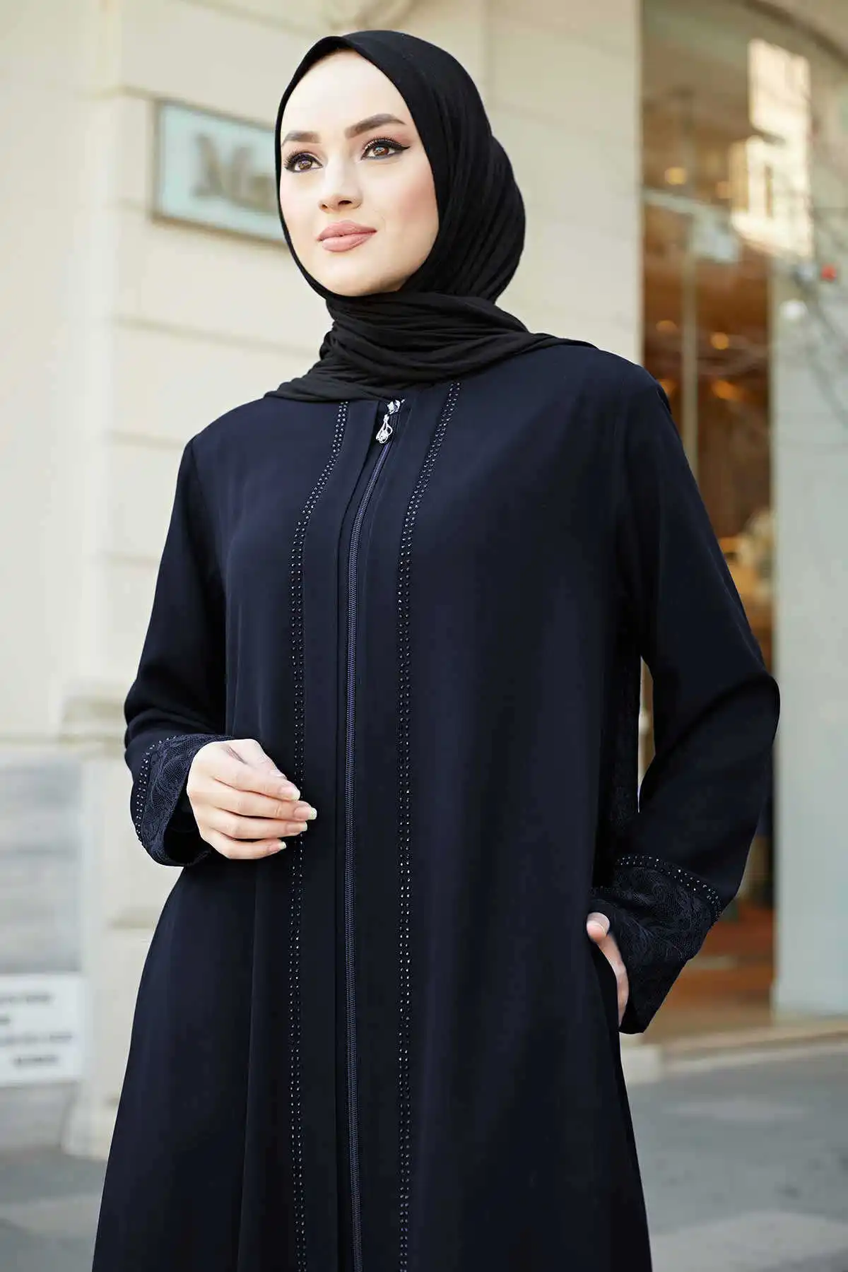 Lace Detailed Abaya Dress Turkey Muslim Fashion Islam Clothing Dubai Istanbul Women Istanbulstyles 2023