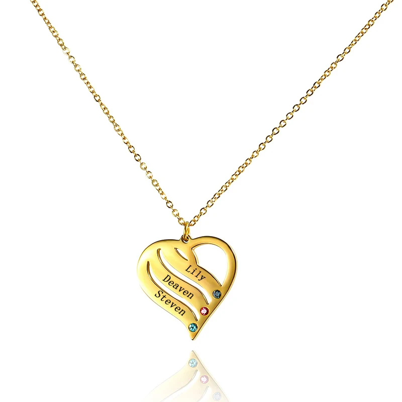 

Stainless Steel Gold Plated/Silver Color Heart Necklaces For Women Mom Daughters Kids Mother Day Jewelry Gift Custom Names