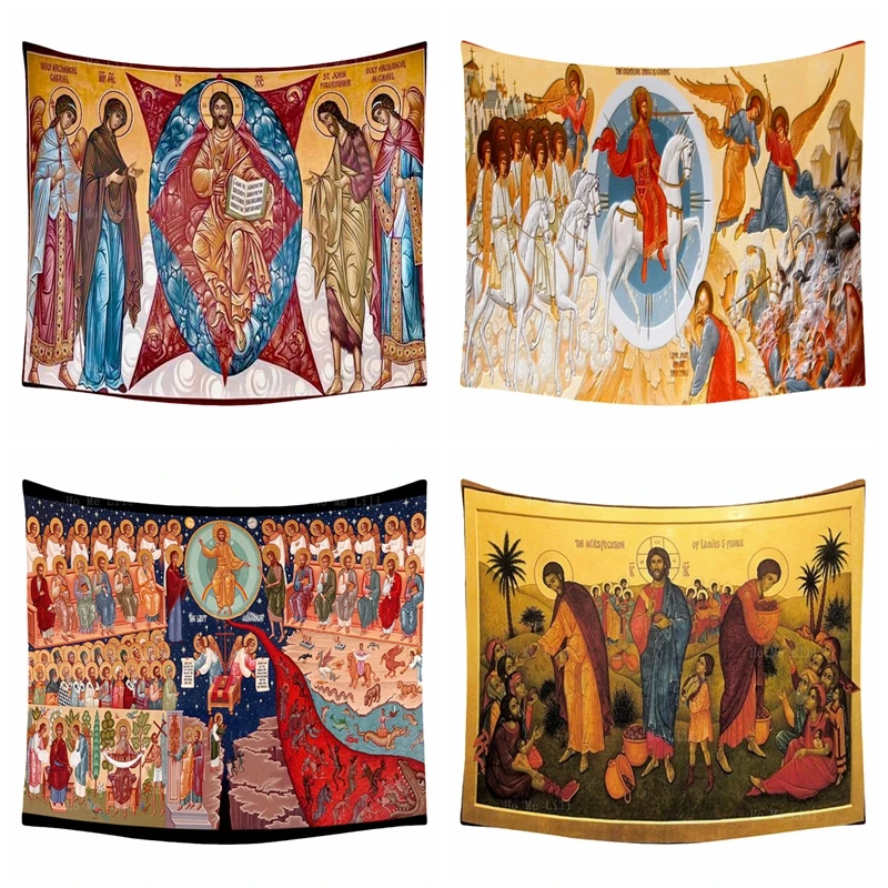 Roman Church Icon Transfiguration Of Jesus Last Judgement Divine Kingdomtide Gods Orthodox Christianity Tapestry By Ho Me Lili