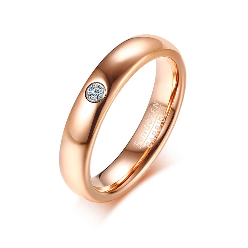 Soul Men 1 Pair Rose Gold Color Tungsten Carbide Couples Wedding Rings for Women Men 6mm For His 4mm CZ For Her