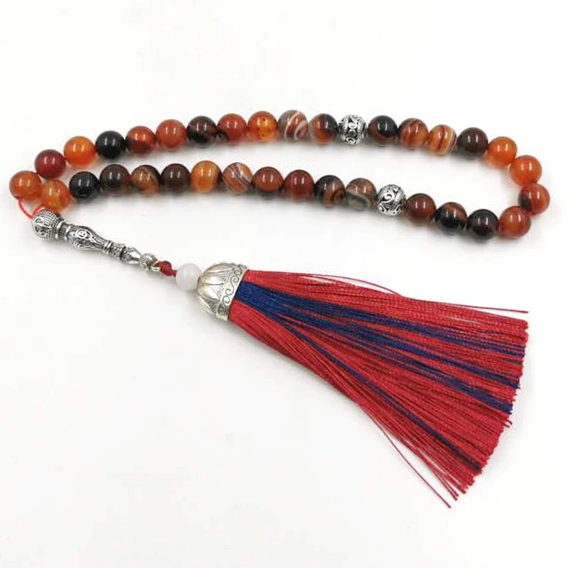 

Tasbih Natural agates Stone Man's Muslim misbaha 33 masbaha bracelet arab fashion gifts islamic prayer beads ADHA Jewelry