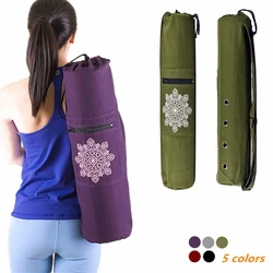 Exercise Canvas Yoga Mat Bag Large Capacity Backpack Bag Adjustable Shoulder Strap Full-Zip Canvas Breathable for Sports Fitness