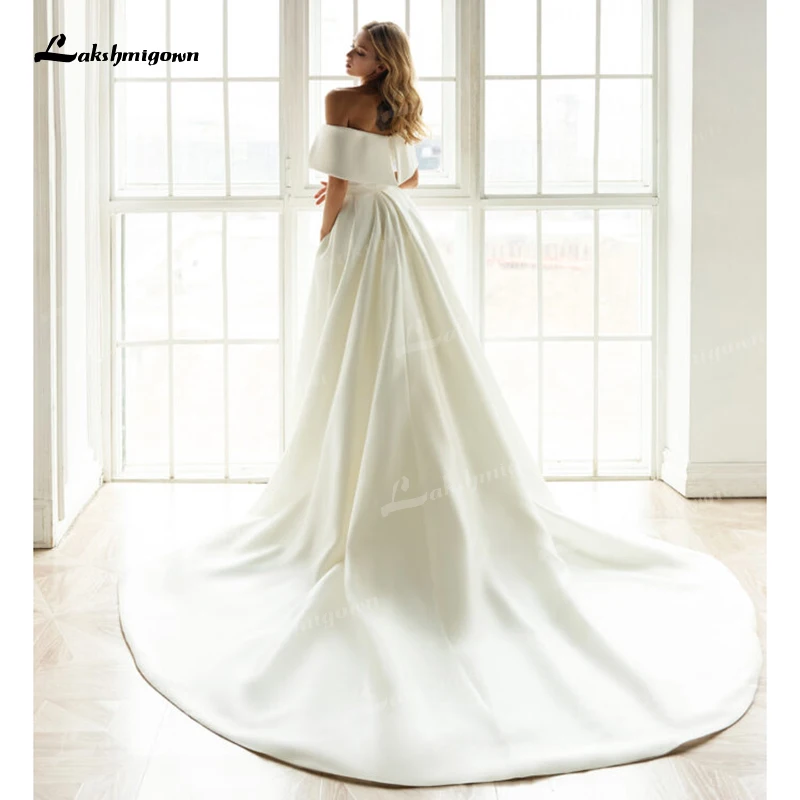 Robe de Mariée Sirène Plissée en Satin avec Poignées Amovibles, Robes de Soirée Personnalisées, 2 en 1