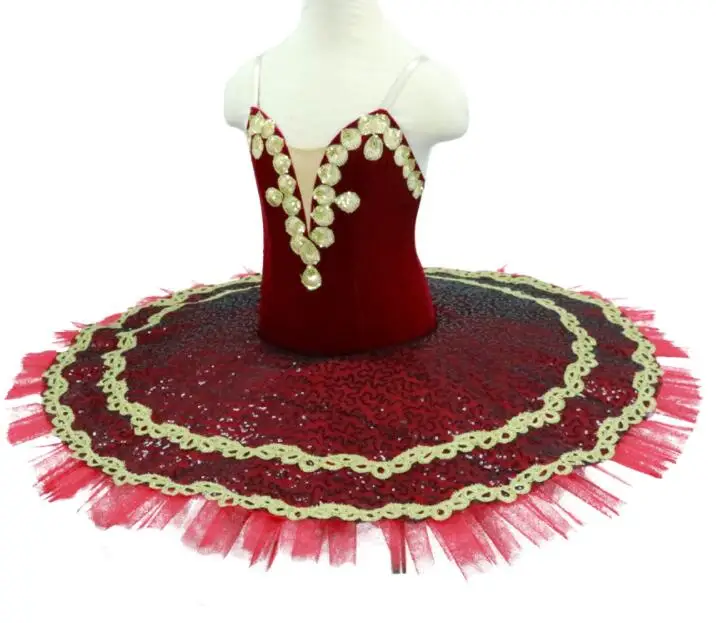 Paquita Pancake Tutu  Classical Royal Red Ballet Platter Tutu sequin shiny Paquita Pancake Tutu Dress