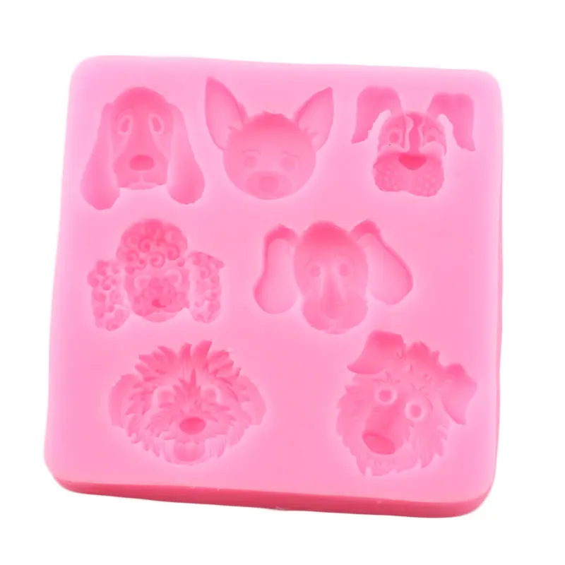 3D Cute Dog Head Silicone Molds Cupcake Topper Fondant Cake Decorating Tools Soap Resin Clay Mold Candy Chocolate Gumpaste Mould