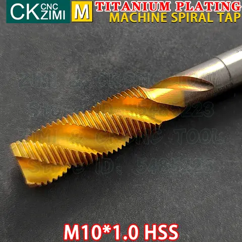 1PCS M10*1.0 M10x1 HSS टाइटेनियम प्लेटेड स्पाइरल टाइटेनियम कोटेड टैप टॉपस्पिन चिप रिमूवल मशीन टैप टैप बिट्स स्टेनलेस स्टील के लिए 10 best sales एम10x1 - №6