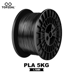 TOPZEAL PLA 5KG Black Filament 3D Printing Material 1.75mm PLA Plastic for 3D Printer Dimensional Accuracy +/- 0.02mm