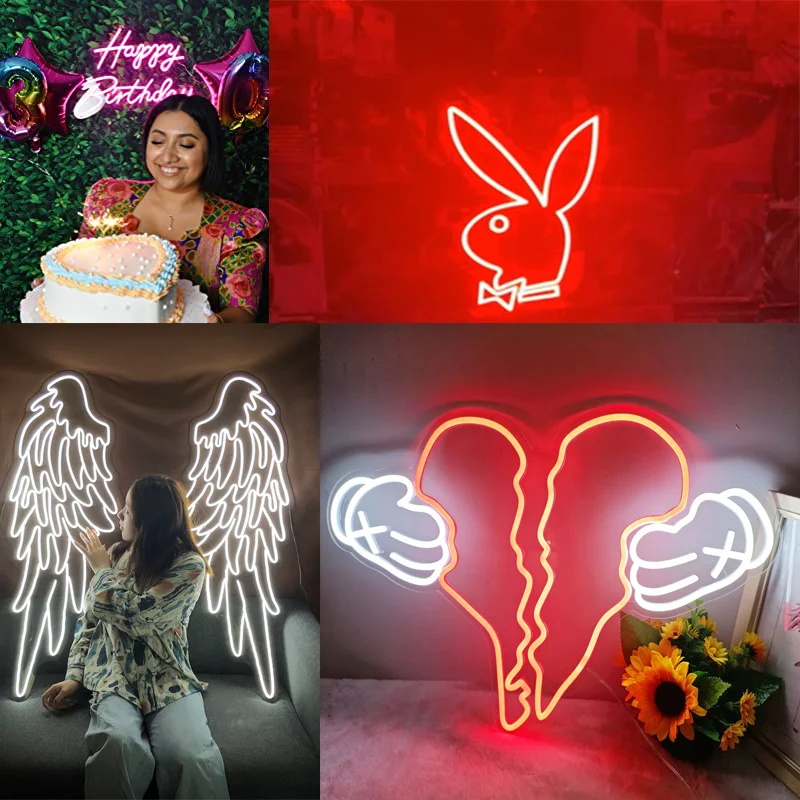 CustomYour Own Neon Sign Happy Birthday Neon Bedroom with Dimmable Switch Acrylic LED Fruit Customize Your Own LED