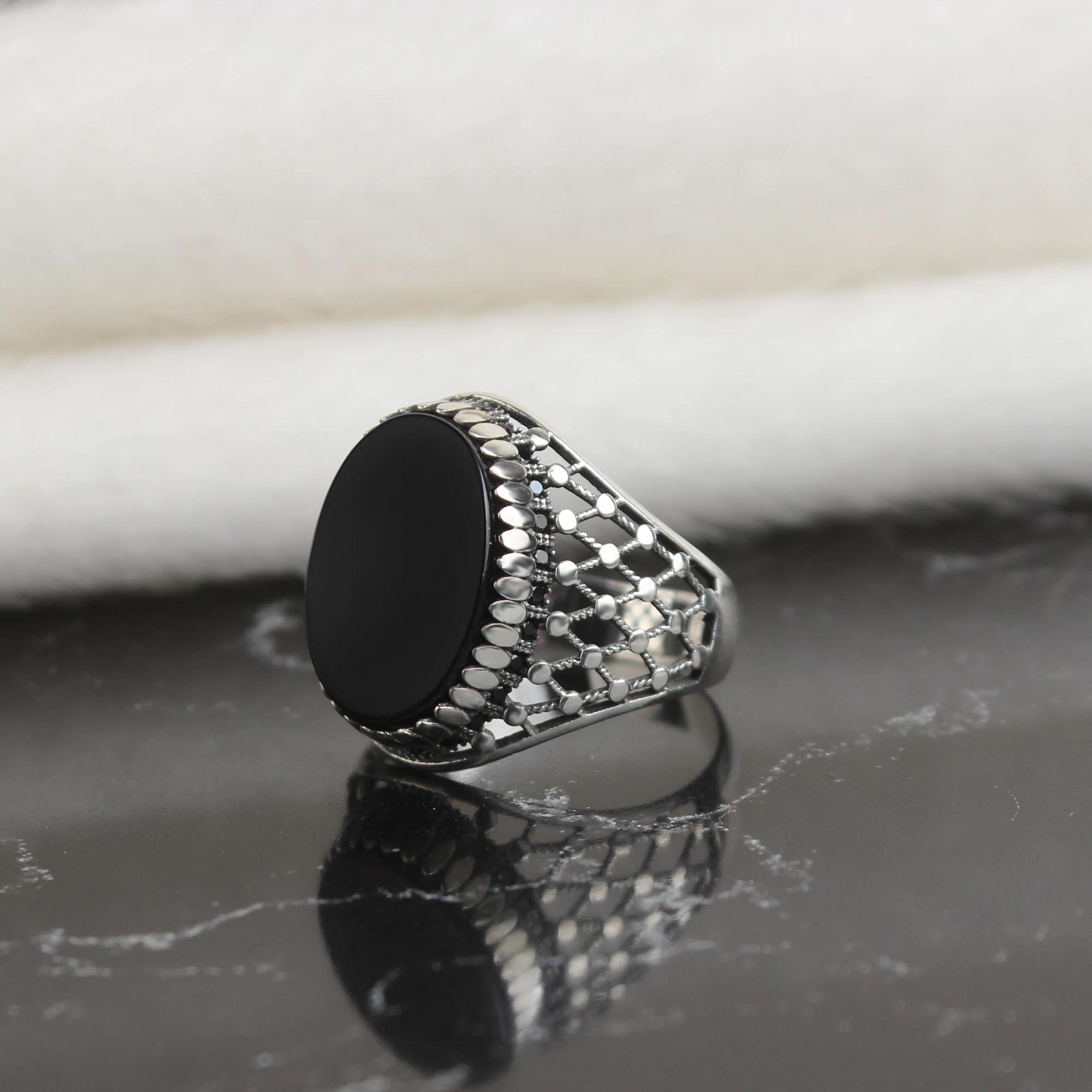 

925 Sterling Silver Ring for Men Onyx Stone Jewelry Fashion Vintage Gift Onyx Aqeq Mens Rings All Size