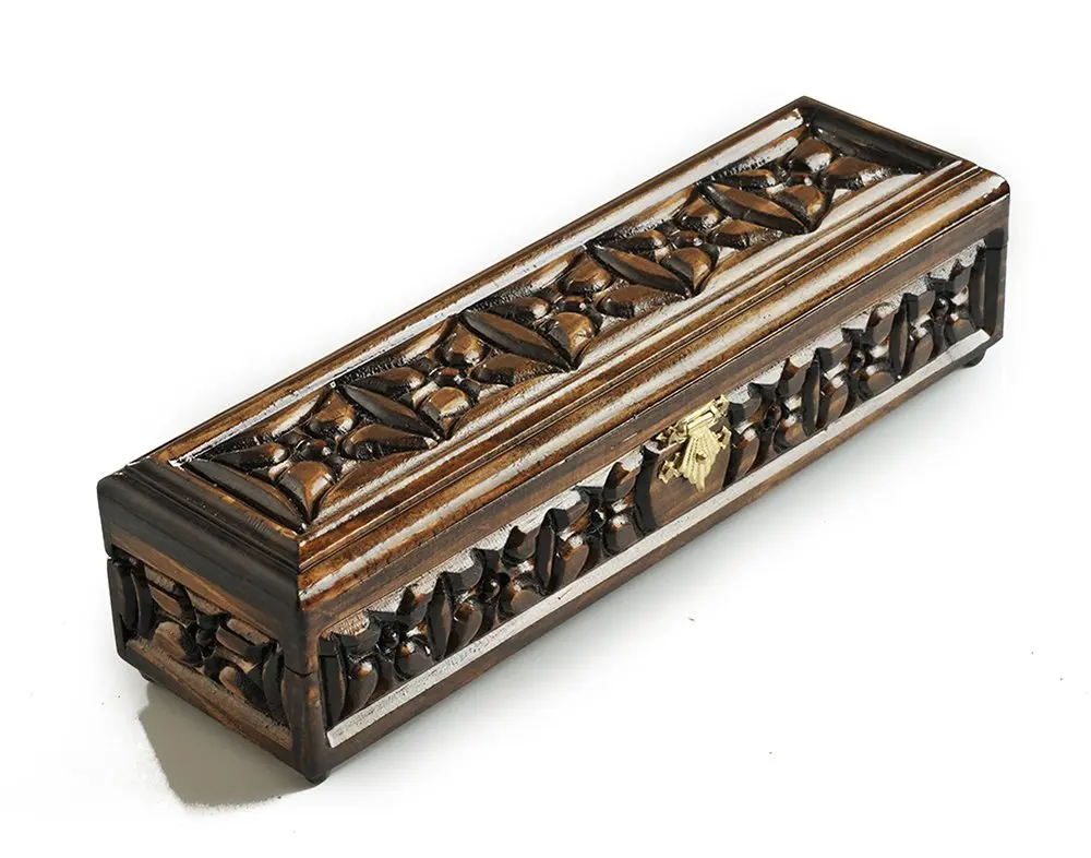 Walnut wood jewelry box hand carving jewelry crystal box storage box hand-carved storage box