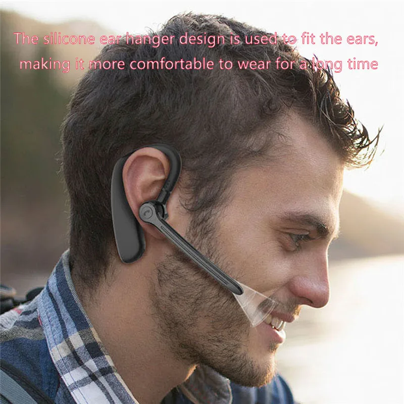 Earphone Nirkabel Headset Telinga Kiri atau Kanan Headphone Trucker Driver Olahraga HD Earpiece Suara dengan Mikrofon untuk iPhone Samsung Android