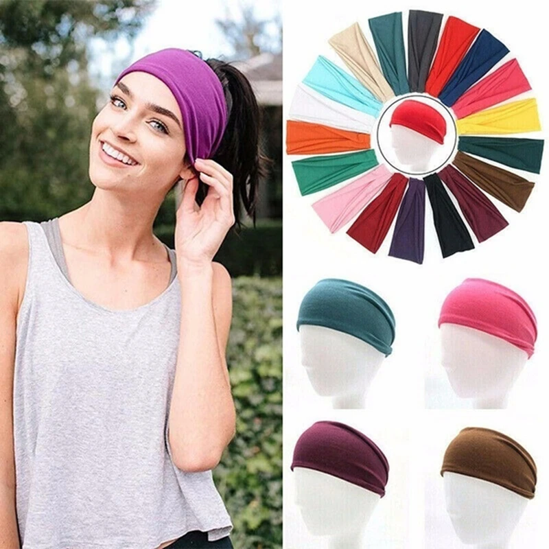 Women Headband Solid Twist Cotton Wide Turban Knotted Headwrap Girls Hairband Fashion Hair Accessories wholesale