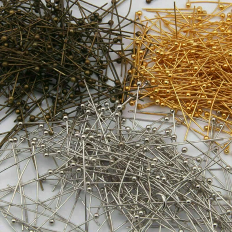 LINSOIR 100pcs/lot Ball Head Pins For Jewelry Making Length 20 25 30 40 50 mm Rhodium Color Diy Pins Findings Dia 0.5mm