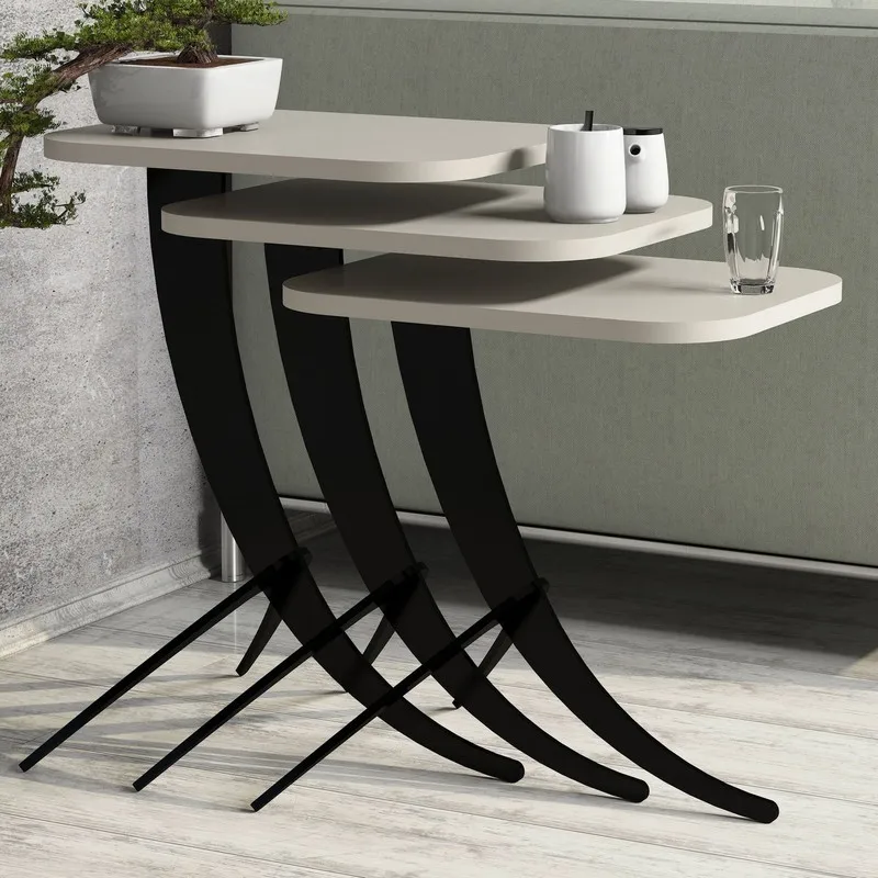 Variant Pion Metal Leg 3 PCS Coffee Table Metal Leg of Triple Service Table Nesting Table 3-Piece Set 3 side table Coffee table