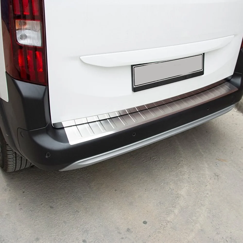 For Peugeot Rifter Chrome Rear Bumper Sill.Stone 2019 and Up. Stainless Steel. ISO9001 / 2008 A + Quality Modified Design