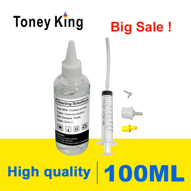 

Toney King 100ML Bottle Printhead Cleaning Liquid Dye Ink With Syringe all tool For Canon Use On Cartridge Printer Head