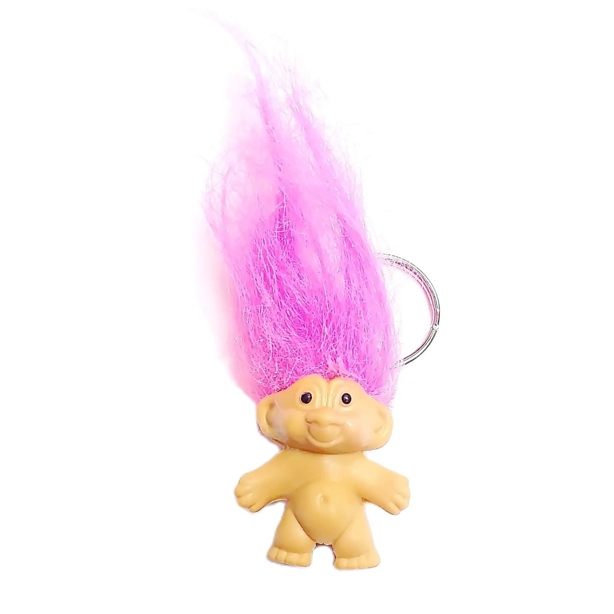 Pink Lucky Troll with Keychain, Key Ring Clip, Party Favor Game Vending Gift, Pinata Vending, Fun Toys, Gift,BAGS NOVELTY, 2 Pcs