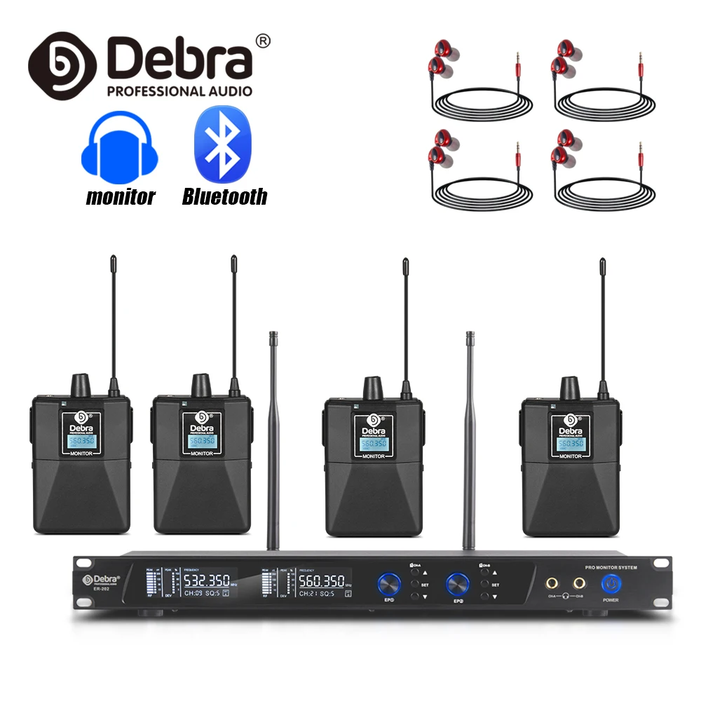 

Debra ER-202 Professional UHF Wireless In Ear Monitor System With Multiple Transmitter for Stage Performance