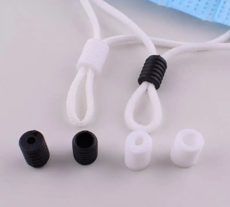 200 Pieces of Silicone Adjustment Buckle Black and White Face Rope Clips Control Tool Silicone Buckle