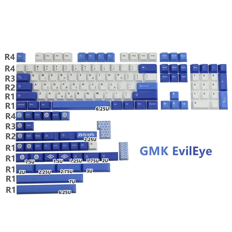 

GMK Evileye Keycap 142 Keys Set PBT Sublimation Keycaps 6.25U 7U Spacebar Cherry Profile For DIY Mechanical Keyboards