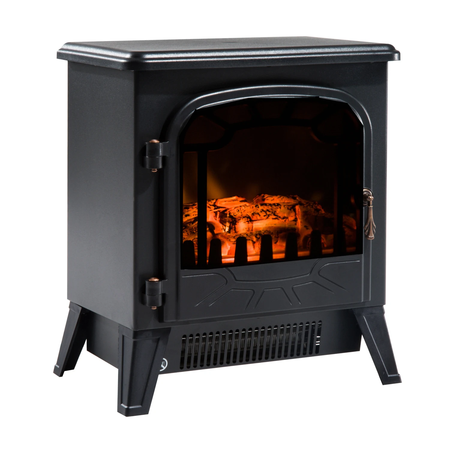 HOMCOM electric fireplace stove with thermostat adjustable temperature 900W/1800W burning firewood effect thermostat