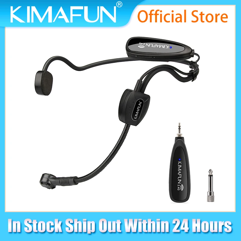 Wireless Microphone Headset System,KIMAFUN 2.4G Wireless Headworn Microphone set For Singing,Stage Performance,Vocal Show,Busker