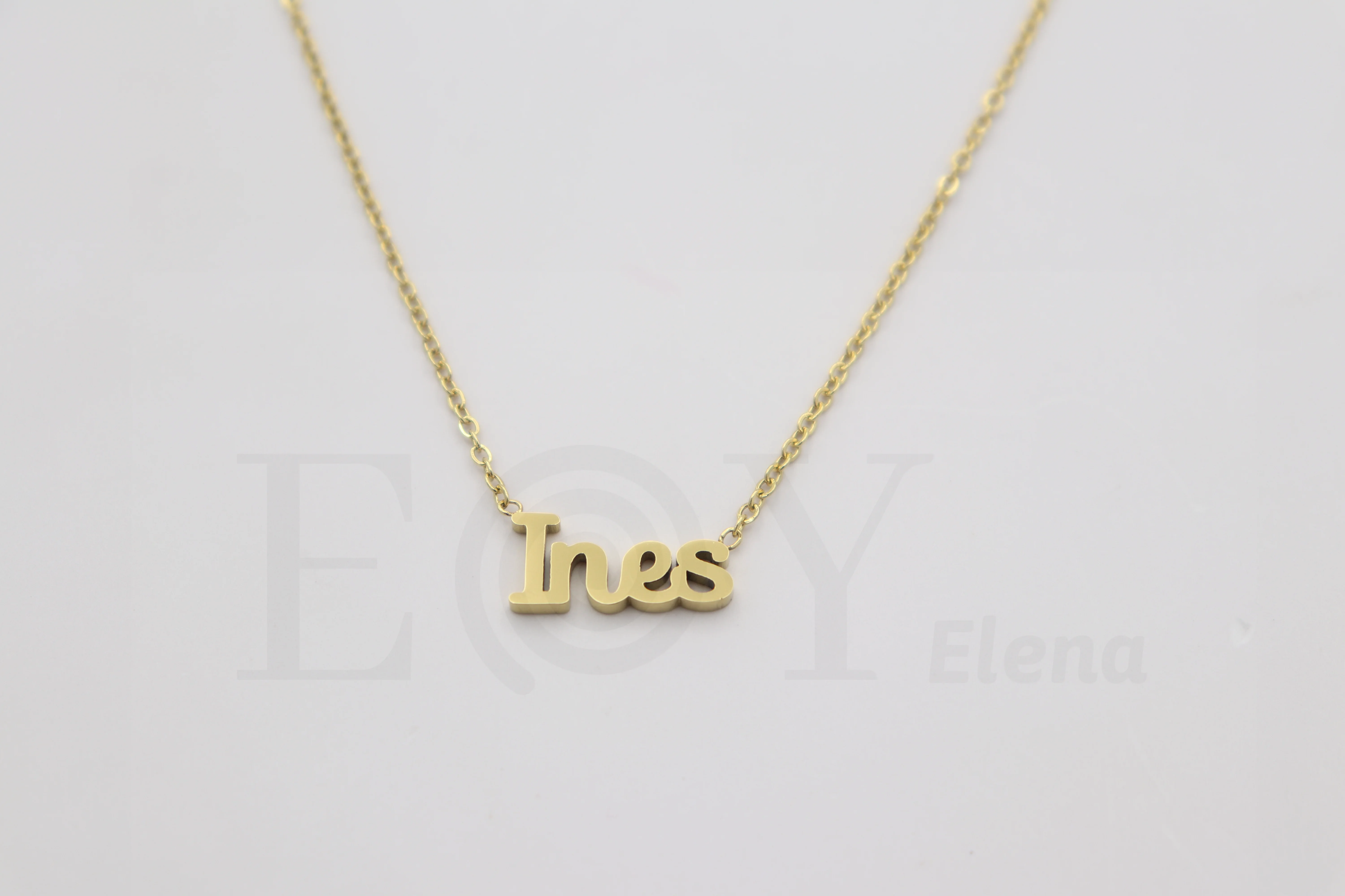 Collar De Acero Inox Con Nombre De Ines Color Dorado Alta Calidad Envió Desde España