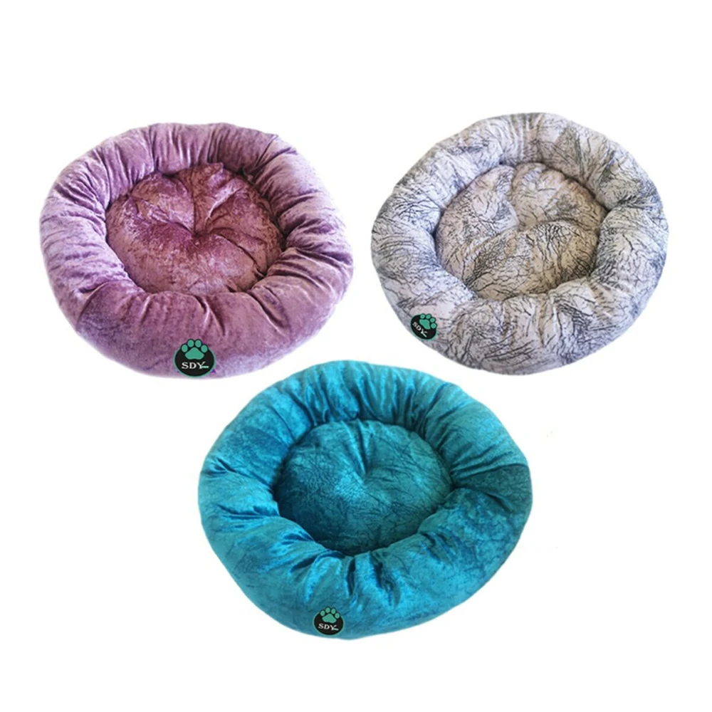 

Round Cat Beds House Soft Long Fleece Basket Cushion Cat Bed Cat Mat Sleeping Patterned Velvet-like Bagel Cat Bed & Small Dog