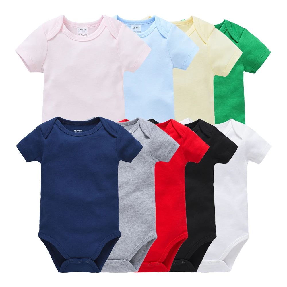 Kavkas Newborn Baby Clothes Summer Body Boys Girls Bodysuits 100% Cotton Blank Plain White Kids Jumpsuits Clothing 0-24M