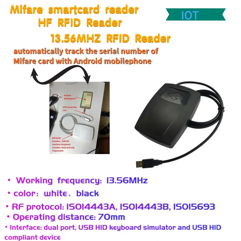 

Desktop Contactless IC Card Mifare OEM Reader 13.56MHz HF Radio Frequency Identification With CL RC632 Chip