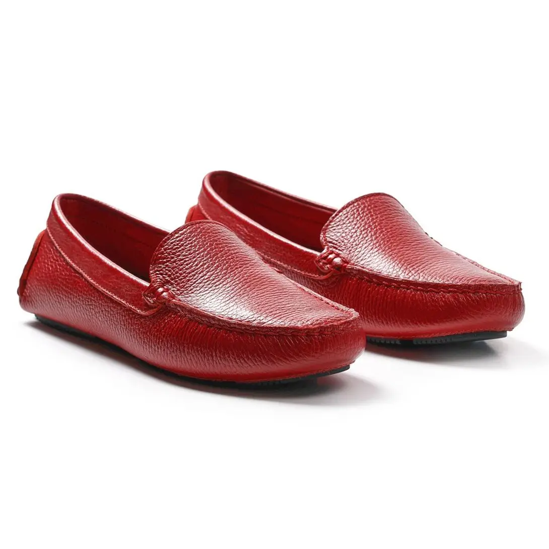 Likya Red Pink Powder Dark Navy Brown Genuine Calfskin Women Loafers Slip-on Shoes High Quality Handmade In Turkey