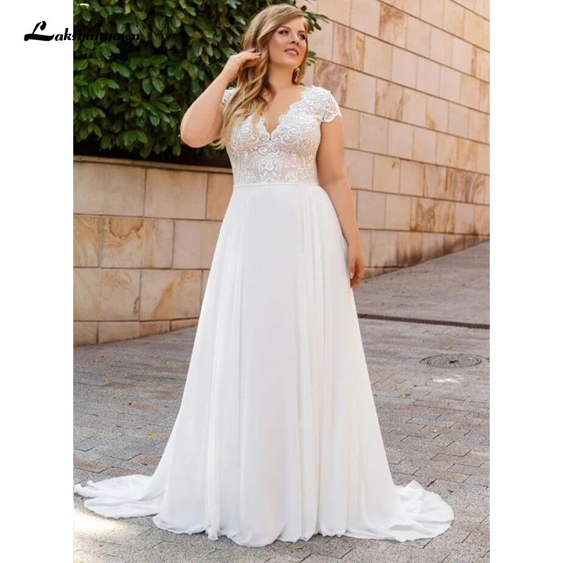 Plus Size Wedding Dress 2021 Vintage Lace Appliques Wedding Gowns Vestido Boho Bridal Dresses Lakshmigown