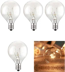 Lampadine di ricambio 10X Clear Globe G40, lampadina di vetro di ricambio a incandescenza calda E12 per matrimonio decorativo ghirlanda Patio esterno