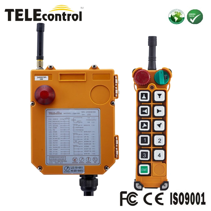 

telecontrol F24-10D 10 two-steps industrial cordless push button crane hoist remote control switch with transmitter receiver