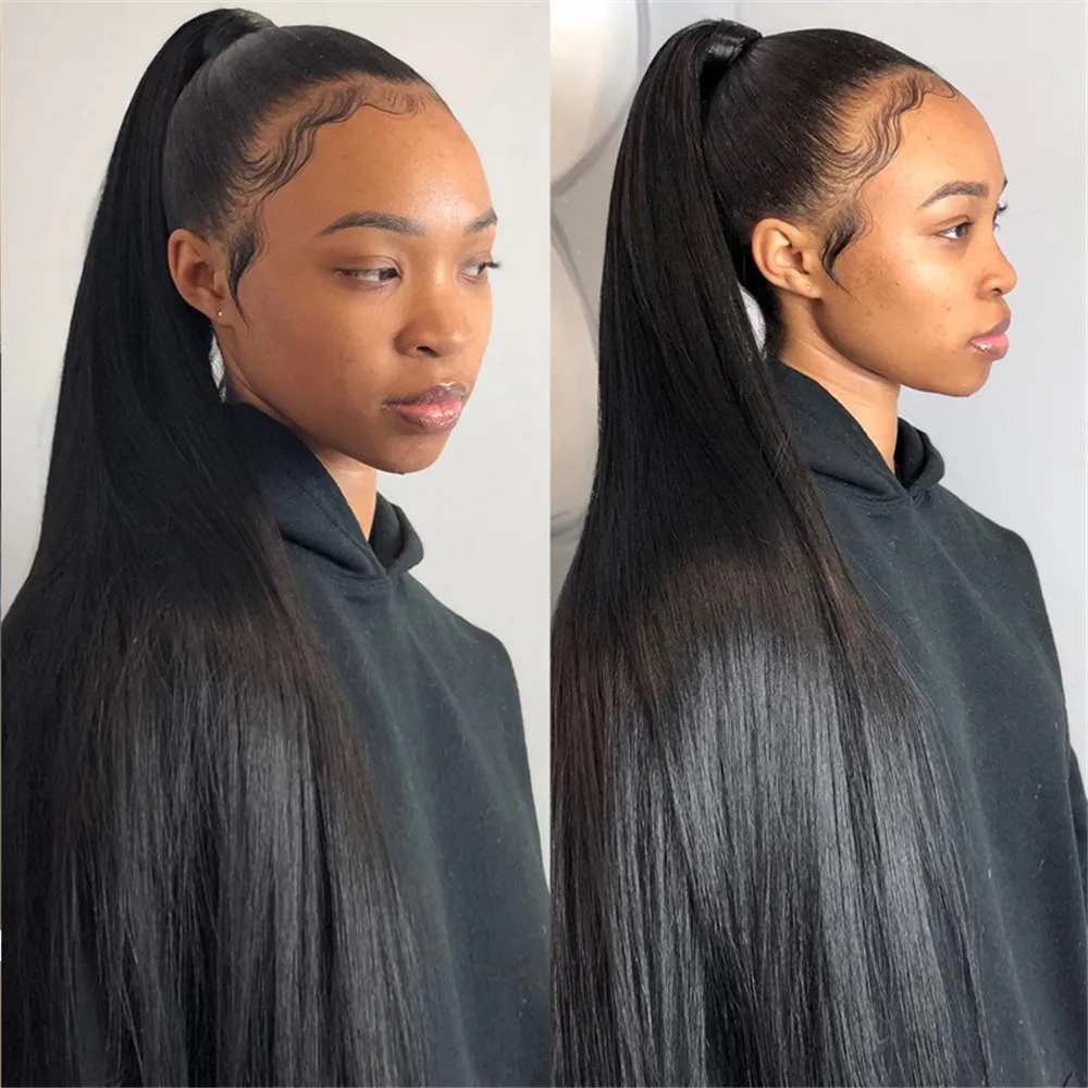 13x6 HD Full Lace Frontal Perücken 250% Unsichtbare HD Lace Front Echthaarperücken Gerade Hautschmelzende Vorgezupfte Brasilianische Haarperücke – Detail 13
