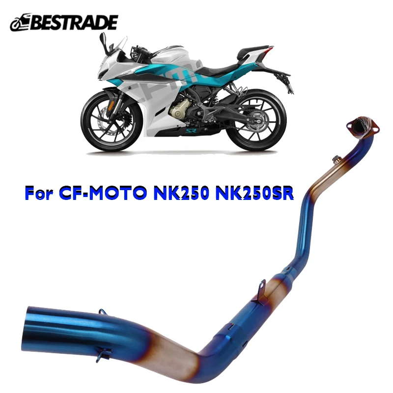 Blue Front Pipe For CF-MOTO NK250 NK250SR Motorcycle Exhaust Header Link Tube Slip On 51mm Mufflers Stainless Steel Escape