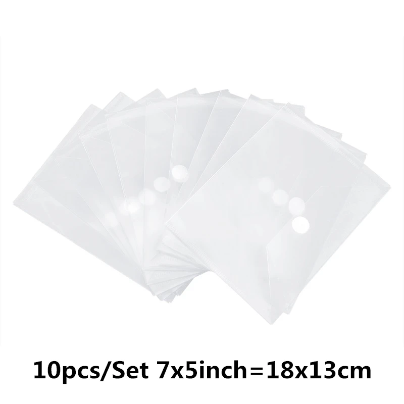 10Pcs/Set PVC Magic Sticker Storage Bag for Cutting Dies/Clear Stamps/Plastic Stencil Strong Stick Storage Pockets