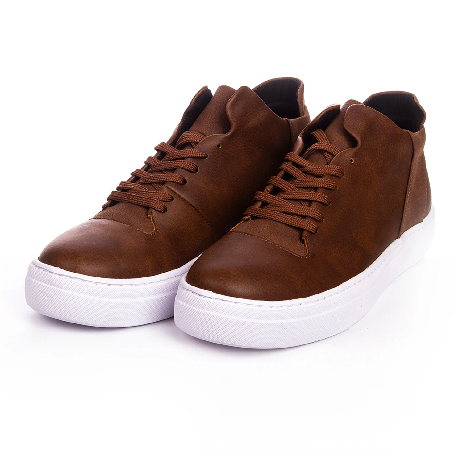 YTHG Sneakers Brown Artificial Leather Men and Women Casual Shoes Lace-Up Fashion 2021 Autumn Season Wedding Walking Vulcanized Air Brown Flexible Odorless Comfortable Running Orthopedic Walking Sport Footwear Unisex