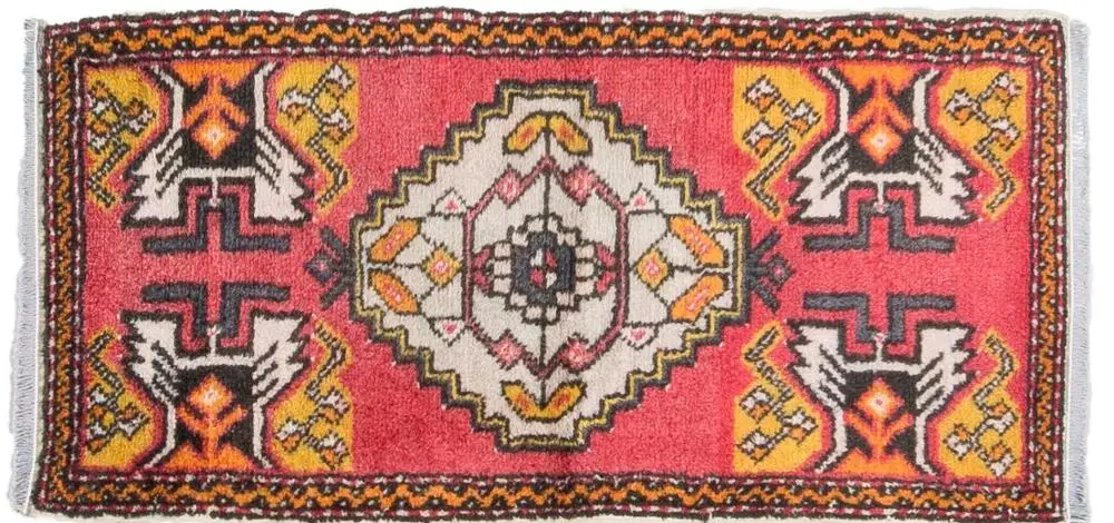 Handmade Vintage Area Rugs Hand Woven Turkish Turkey Anatolian Nigde Motifs Carpet Home Decorative Antique Wool on Cotton