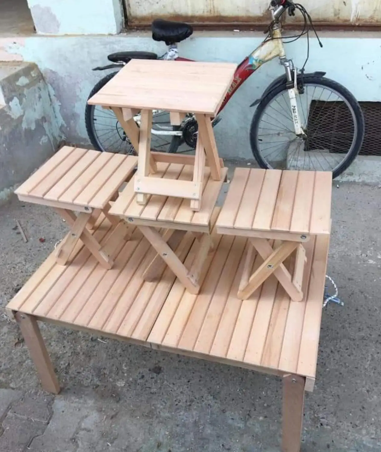 Foldable Camping Table Chair Set (4 Persons) Hornbeam Tree, Special Production, Fast Delivery