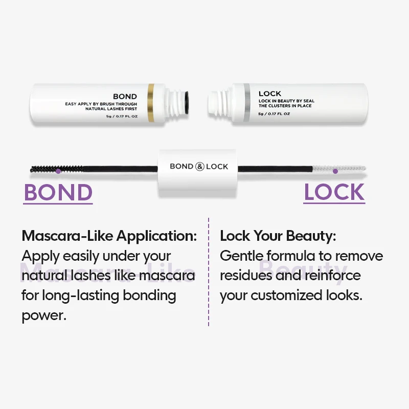 Genielash 2 in 1 Bond and Seal/Lock Dual-Ended Eyelash Glue for DIY Eyelash Extensions 3 days Long Lasting Time Waterproof