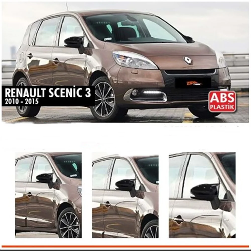 For Renault Scenic 3 Batman Mirror Cover Piano Black 2009-2015 Between. A + Quality Modified Design Accessory